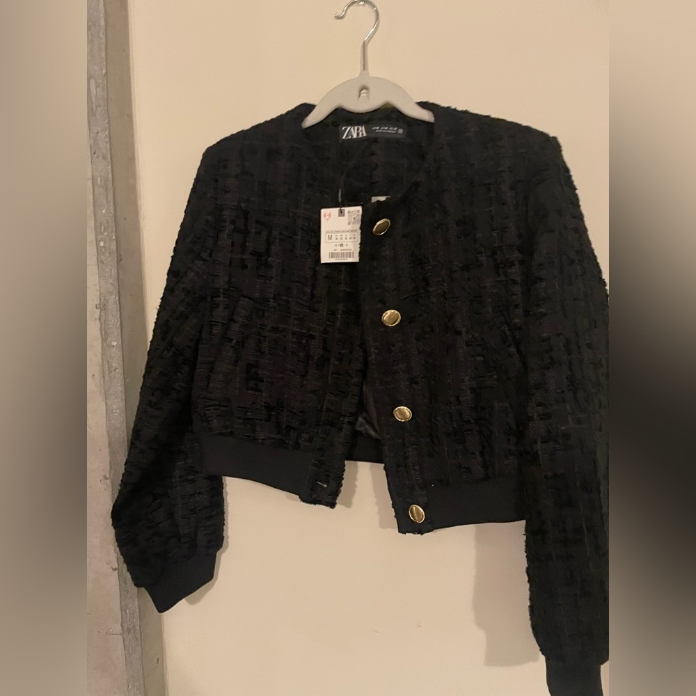 TEXTURED CROPPED BOMBER JACKET- ZARA